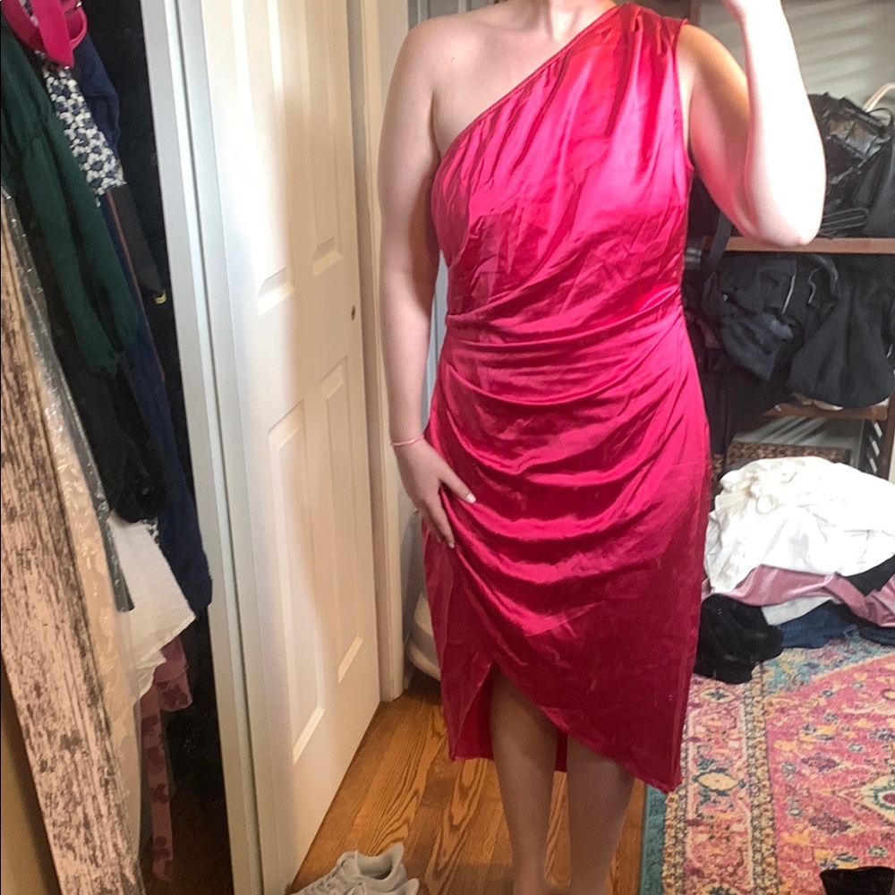 NWT Silk Hot Pink Satin Dress